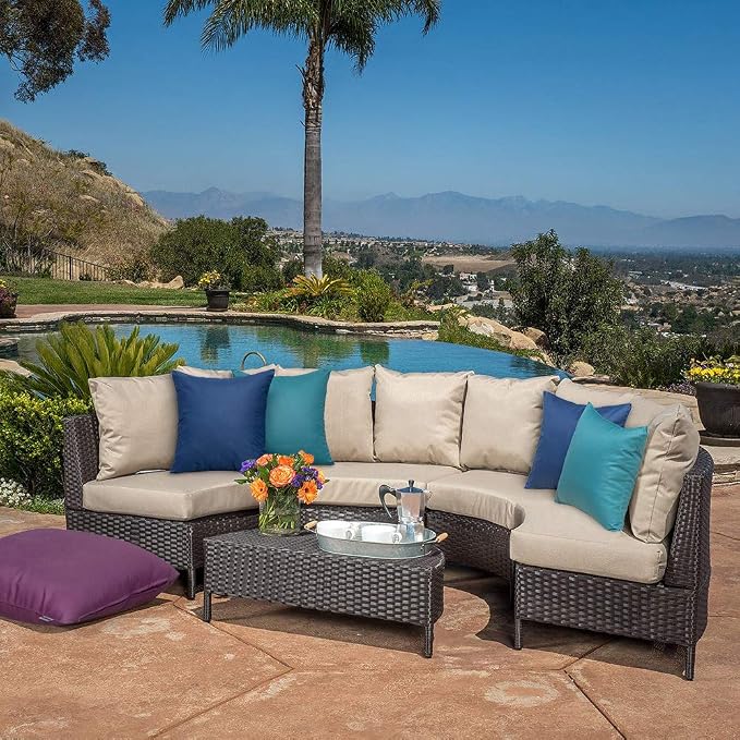MIULEE Decorative Outdoor Waterproof Pillow Covers 22x22 Navy Blue | Decorative Patio Furniture,Pack of 2,Accent Square Euro Soild Throw Pillow Covers,Summer Garden Tent Couch Sofa