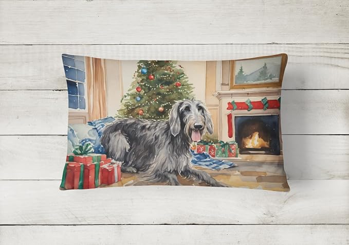 Caroline's Treasures DAC2743PW1216 Scottish Deerhound Cozy Christmas Throw Pillow Machine Washable, Indoor Outdoor Decorative Pillow for Couch, Bed or Patio, 12HX16W