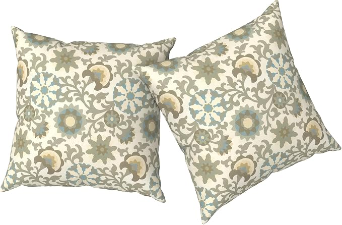 Outdoor Pillows with Insert 18x18 Inch, Waterproof Throw Pillow for Patio Furniture, Decorative Back Cushion for Garden Home Sofa Office Chair, Set of 2, Floral Symphony‌