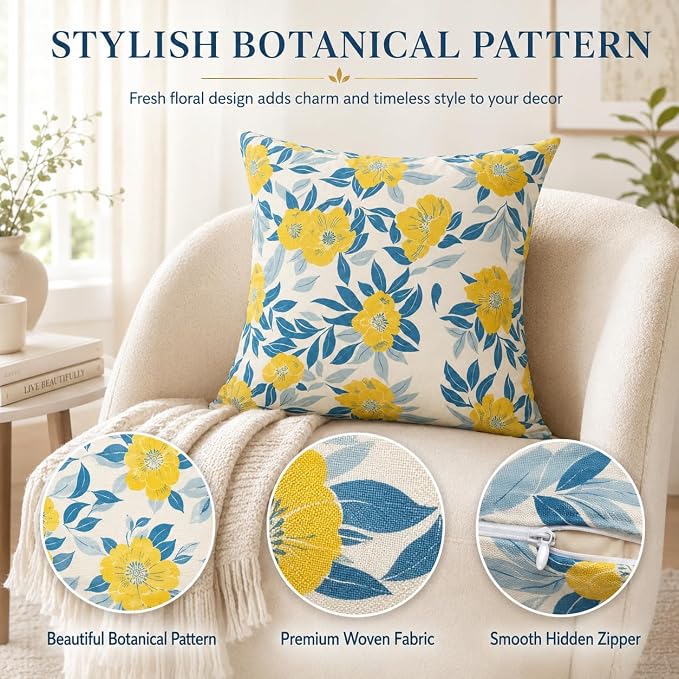 Outdoor Throw Pillows 18×18 Inch Pack of 2 Waterproof Decorative Patio Pillows with Inserts, Square Pillows for Garden Couch Sofa and Patio Furniture