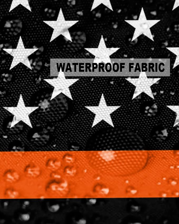 Prime Leader Outdoor Waterproof Pillow Covers Set of 2, Thin Orange Line Flag Search Rescue Officer Patio Throw Pillow Covers, Decorative Cushion Case for Couch Sofa Furniture Garden, 16x16 Inch