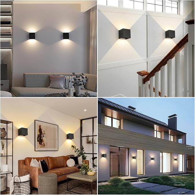 15W 3CCT Adjustable Up and Down LED Wall Sconce | Black IP65 waterproof ETL certified 1300LM Exterior/Interior Lighting Fixtures for porches & patios