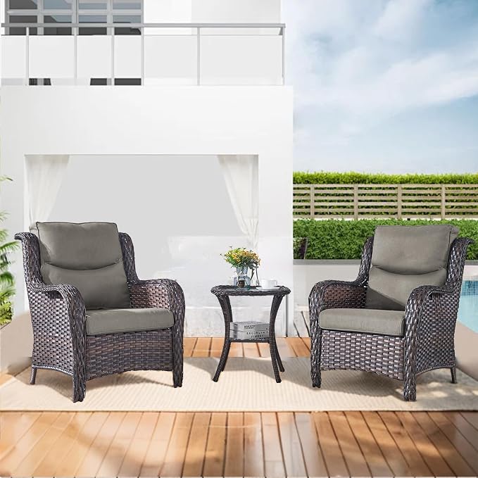22*24*4in Outdoor Patio Cushions, 4 Pieces Grey Smile Back Cushion | High Back Patio Cushions, Water-Resistant, Reversible, Removable Cover, Stain-Resistant, for Patio Chairs Sofa Couch