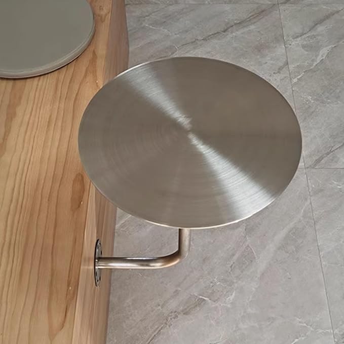 Silver Stainless Steel Round Bistro Table - Wall-Mounted Cocktail Table for Indoor/Outdoor Dining, Compact Design (19.7"x19.7"x17.7") - Perfect for Pubs & Bars