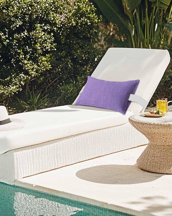 Pack of 4 Outdoor Lumbar Pillow Covers 12x20 Inch, Lavender Burlap Texture Waterproof Throw Pillow Covers Set, Farmhouse Vintage Lavender Indoor&Outdoor Decorative Cushion Cases for Patio Porch Beach