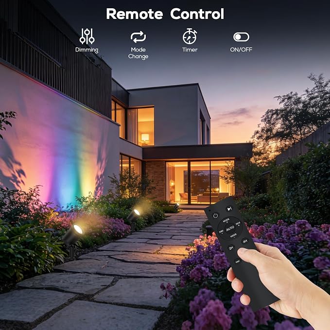 SUNTHIN 16 Pack Smart RGBW Landscape Lights, Color Changing LED Spot Lights | App & Remote Control Outdoor Yard Lighting, Compatible with Alexa & Google Home, IP65 Waterproof for Garden, Lawn, Trees