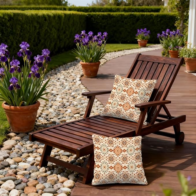 22x22 Inch Outdoor Pillow Covers Set of 2 Waterproof Throw Pillow Covers Decorative Couch Cushion Covers Floral Pattern Square Pillowcases Protectors for Patio Garden Sofa