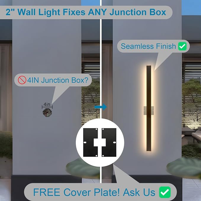 31.5inch Modern Outdoor Wall Lights, IP65 Waterproof Long Exterior Lighting Fixtures Wall Mount, Dimmable Linear Outdoor LED Wall Sconce, Outside Lights for House Garage (2700K-6500K)