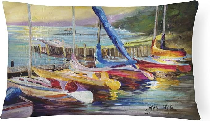 Caroline's Treasures JMK1036PW1216 Sailboats at Sunset Canvas Fabric Decorative Pillow Machine Washable, Indoor Outdoor Decorative Pillow for Couch, Bed or Patio, 12HX16W