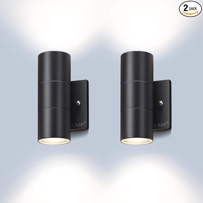 LMP Modern Outdoor Wall Light, Aluminum IP65 Waterproof Porch Light | Up and Down, 3000K 5W G10 Bulbs Included, ETL Certified, Outside Wall Exterior Lighting Fixtures for House,Front Door,Garage
