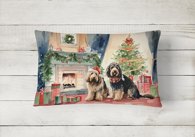 Caroline's Treasures DAC2719PW1216 Otterhound Cozy Christmas Throw Pillow Machine Washable, Indoor Outdoor Decorative Pillow for Couch, Bed or Patio, 12HX16W
