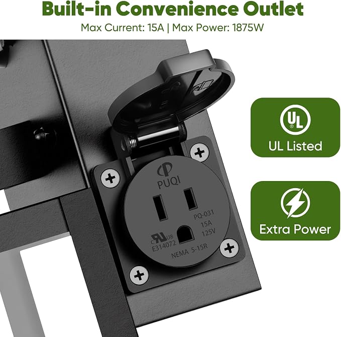 2-Pack Upgraded Motion Sensor Porch Lights with Outlet, Black | UL-listed Extra Power Socket, Auto ON/OFF, 3 Lighting Modes, Waterproof, Rust-Resistant, Durable Metal & Clear Glass