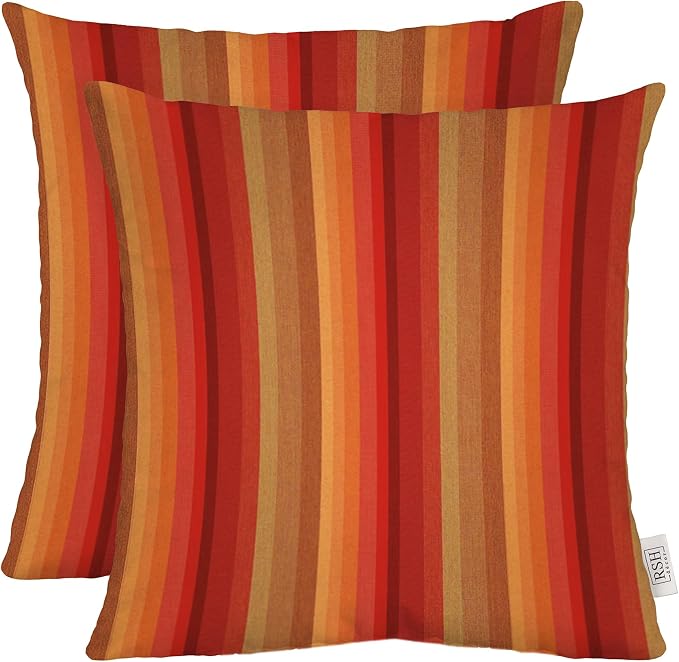 RSH DECOR: Sunbrella Square Throw Pillows Set of 2 | 20" x 20" | Water and Fade-Resistant Performance Fabric | Outdoor Pillow Covers with Down-Alternative Inserts | Astoria Sunset