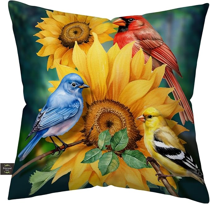 Briarwood Lane Summer Indoor/Outdoor Pillow 17x17 Birds in the Garden for Summer Pillow