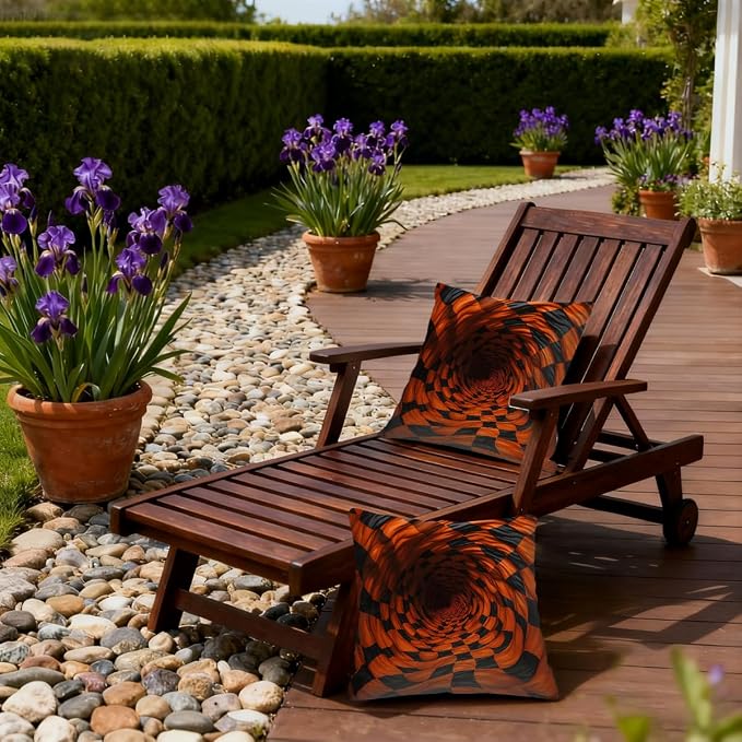 22x22 Inch Outdoor Pillow Covers Set of 2 Waterproof Throw Pillow Covers Decorative Couch Cushion Covers 3D Brown Checkered Square Pillowcases Protectors for Patio Garden Sofa