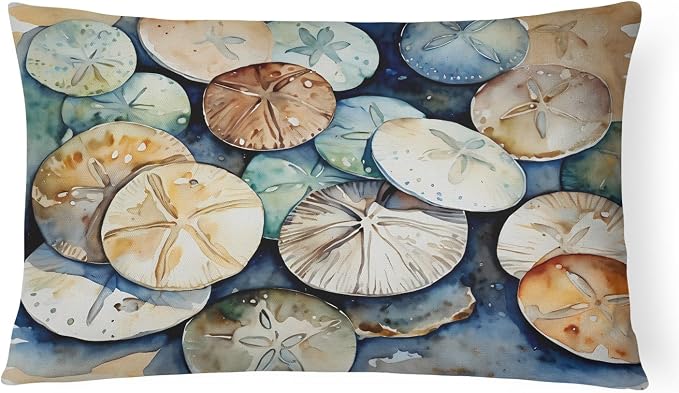 Caroline's Treasures DAC2819PW1216 Sand Dollars Throw Pillow Machine Washable, Indoor Outdoor Decorative Pillow for Couch, Bed or Patio, 12HX16W