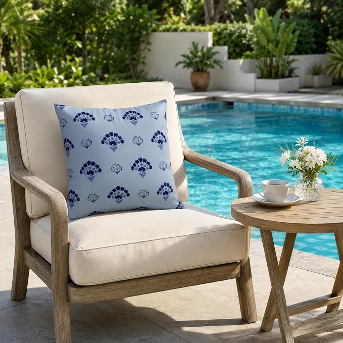 Outdoor Pillows Waterproof 18×18 Inch Decorative Throw Pillows with Inserts | Set of 2 Fade Resistant Patio Pillows for Porch Garden Couch and Patio Furniture