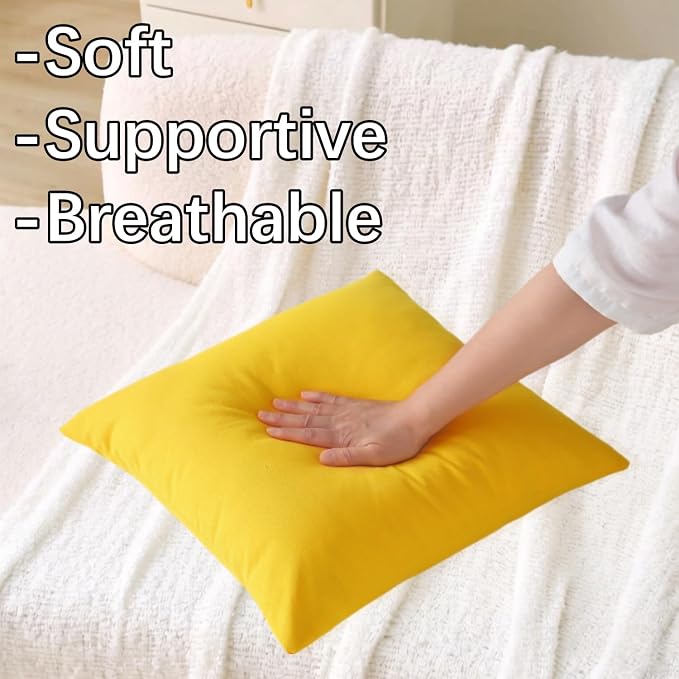 Outdoor Throw Pillows with Inserts, Waterproof Pillows for Outdoor Seating, Square Decorative Garden Cushion for Patio Furniture, Bed, Couch, Sofa(Yellow, 18" x 18" (Pack of 2))