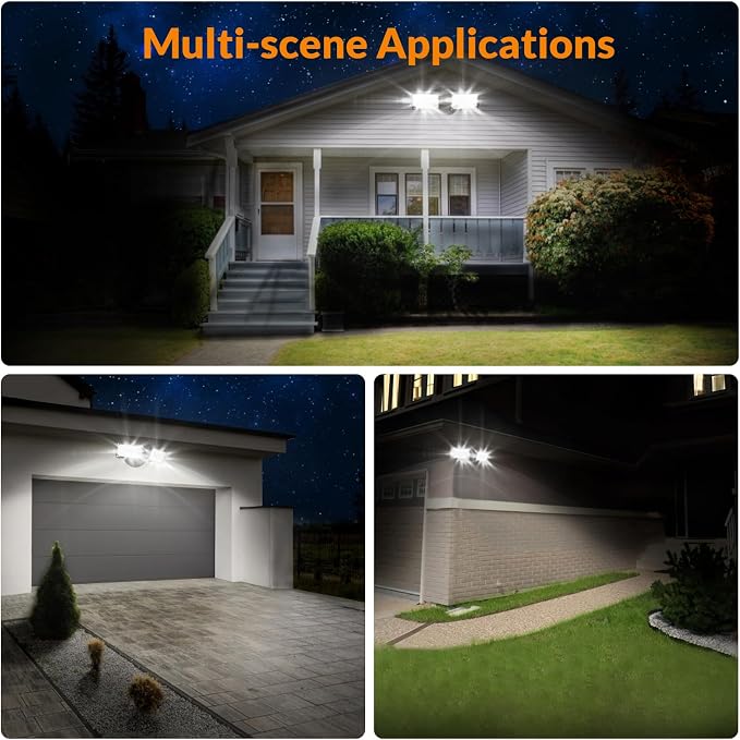LEPOWER 28W Flood Lights Outdoor - 3000LM Brightness LED Security Lights | Switch Controlled Wall Mount Exterior Flood Light with 2 Heads, 5500K, IP65 Waterproof for Garage, Yard, Porch, Garden, Brown