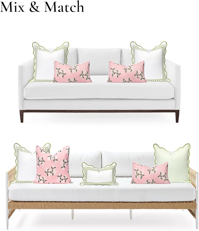 Hofdeco Premium Coastal Patio Indoor Outdoor Lumbar Pillow Cover Only, 12"x20" Water Repellent for Backyard, Couch, Blush Pink Print Hydrangea Flower
