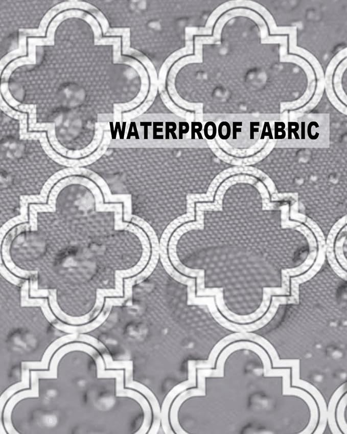 Outdoor Waterproof Pillow Covers for Patio Furniture Moroccan Pattern Decorative Throw Pillow Cover Geometric Trellis Grey Pillowcases Set of 2 Cushion Case for Sofa Couch Chair Home Decor 24x24 inch