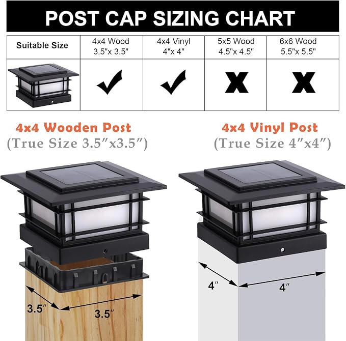 Dynaming 4x4 Solar Post Cap Lights Outdoor with Flickering Flame Light, 12 Pack Black Shell Fence Post Solar Lights Fit Vinyl/Wooden Posts, Brightness LED Lighting Decor for Garden Deck Patio
