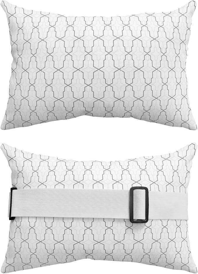 Outdoor Pillows Covers with Inserts Modern Geometric Lattice Waterproof Recliner Pillow with Adjustable Strap Throw Pillows for Patio Furniture Pool Lounge Chair, 11x16 inch, 2PCS