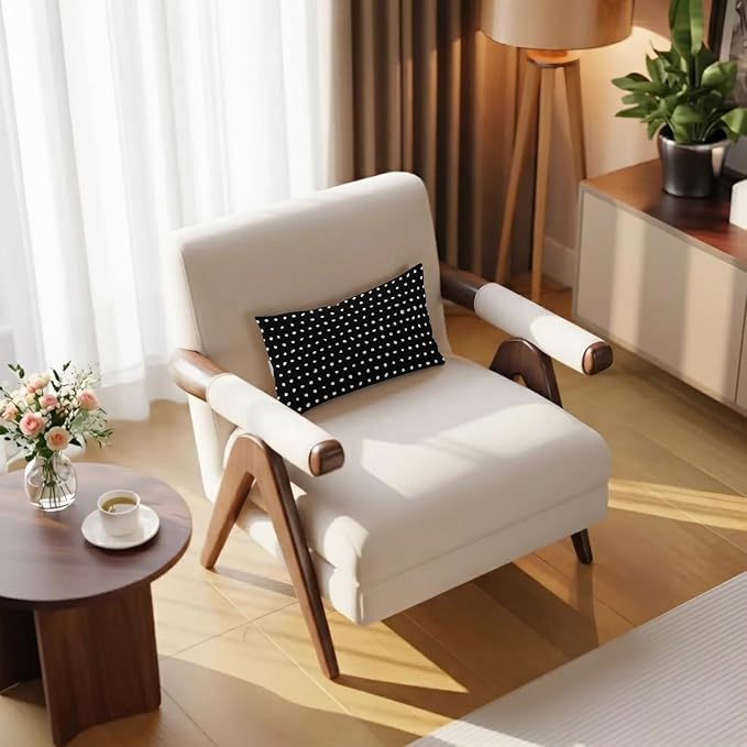 Chaise Lounge Headrest Pillow 2 Pack, Black Waterproof Chair Pillows with Insert & Adjustable Elastic Strap for Beach Pool Recliner, Abstract White Polka Dot Geometric Modern Art Outdoor Patio Pillow