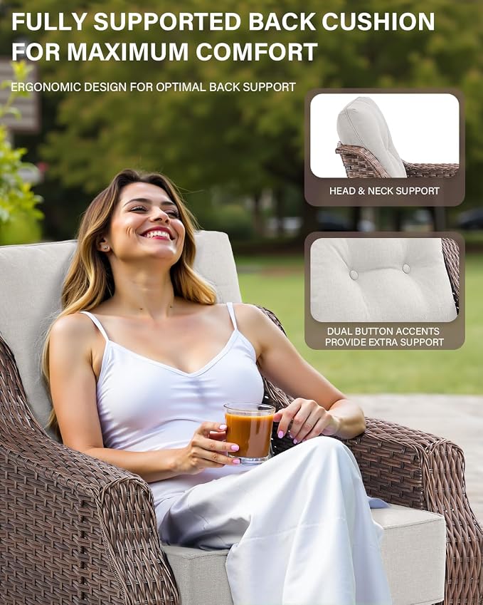 Belord 10 Piece High Back Outdoor Patio Furniture Set - Patio Conversation Set with Swivel Rocker Outdoor Chairs Set of 4 and 3 Seater Sofa, Wicker Ottoman and Coffee Table for Garden Backyard