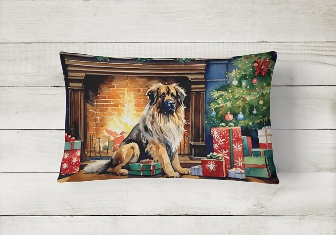 Caroline's Treasures DAC2700PW1216 Leonberger Cozy Christmas Throw Pillow Machine Washable, Indoor Outdoor Decorative Pillow for Couch, Bed or Patio, 12HX16W