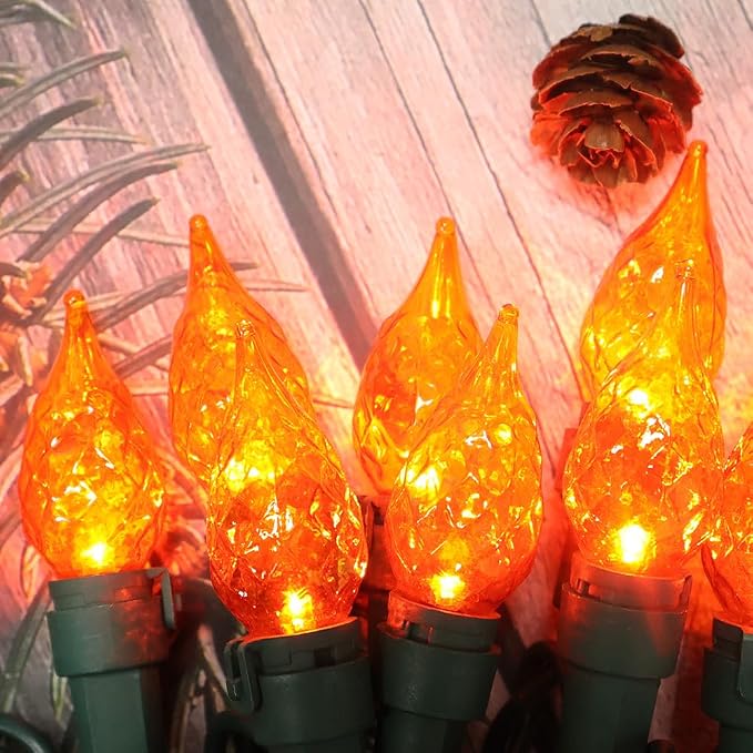 Orange Halloween String Lights 19ft, 70 LEDs C5 Christmas Lights for Indoor and Outdoor Use, ETL Certified Perfect for Halloween, Thanksgiving, and Christmas Decor