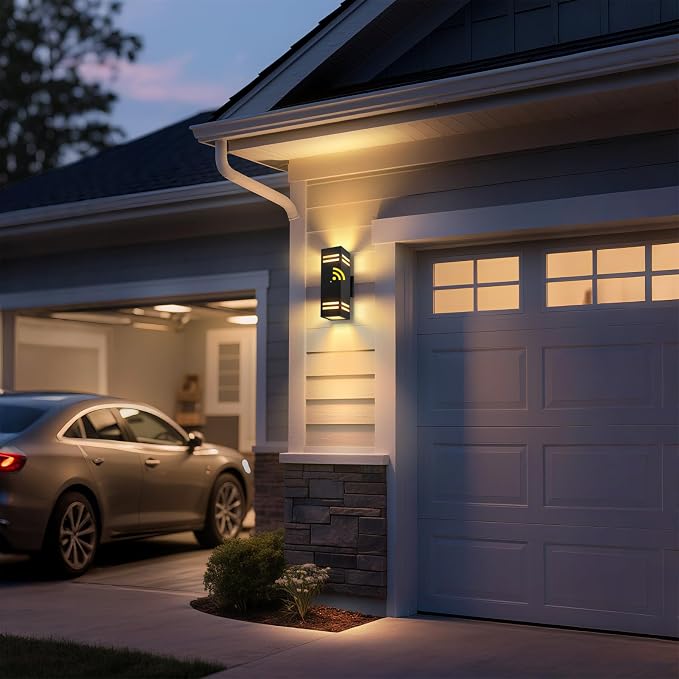 Dusk to Dawn Outdoor Wall Light 2 Pack, Modern Exterior Lighting Fixtures for House, Black Outdoor Sconce Lights with LED Bulbs, Up Down Lights, Outside Garage Lights for House, Porch, Door
