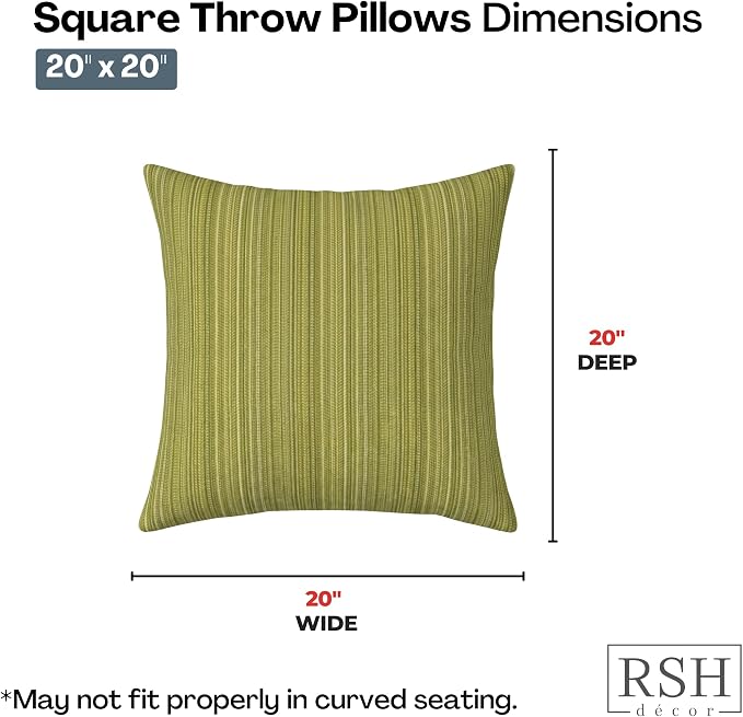RSH DECOR: Sunbrella Square Throw Pillows Set of 2 | 20" x 20" | Water and Fade-Resistant Performance Fabric | Outdoor Pillow Covers with Down-Alternative Inserts | Made in USA (Jinga Parakeet)