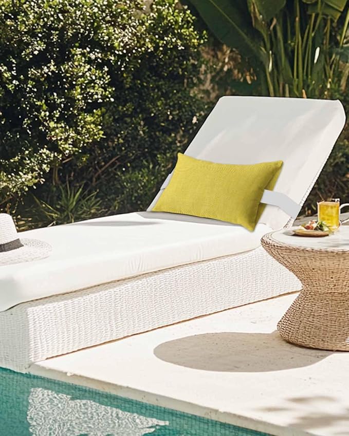 Pack of 2 Outdoor Lumbar Pillow Covers 11x16 Inch, Yellow Burlap Texture Waterproof Throw Pillow Covers Set, Farmhouse Vintage Yellow Indoor&Outdoor Decorative Cushion Cases for Patio Porch Beach