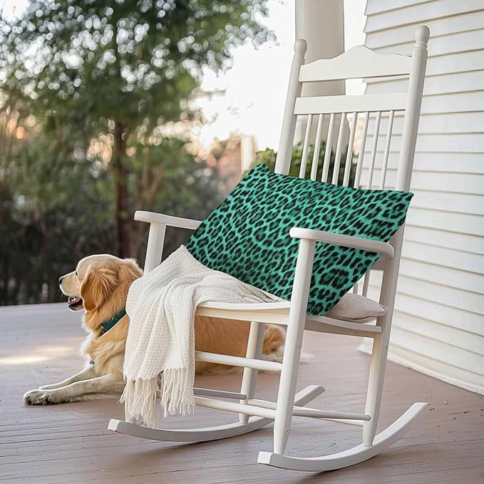 Vandarllin Outdoor Throw Pillows Covers 20x12 inch Set of 2 Waterproof Green Leopard Print Decorative Zippered Cushion Covers for Patio Furniture, Retro Animal Fur Pattern Lumbar Pillowcases