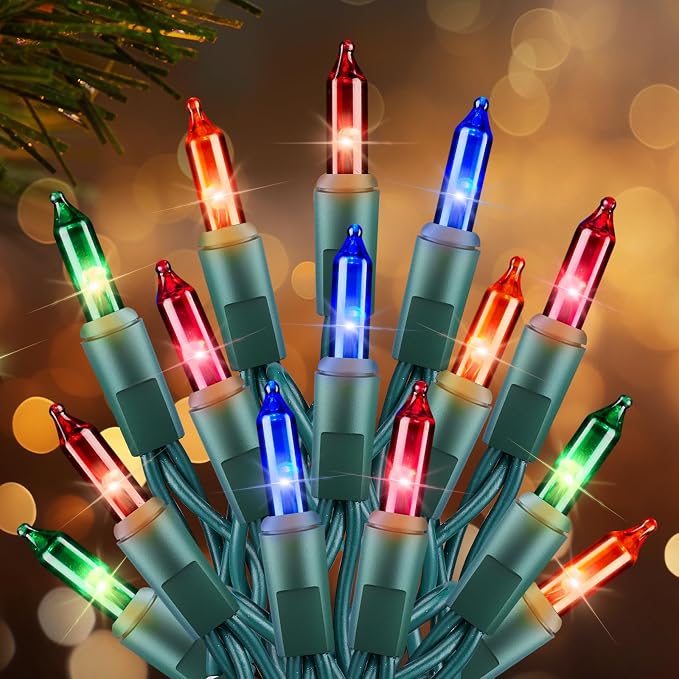 Brightown 100 Count 32Ft Christmas Lights | 8 Lighting Modes, Memory & Timer, Waterproof, Green Wire, Connectable for Outdoor Indoor Xmas Tree Wedding Party Decor