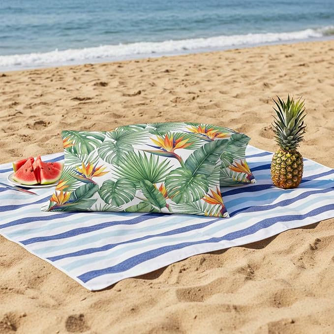 Tropical Plants Outdoor Pillow Covers 20x12 Inch Lumbar Pillow Covers Set of 2 Waterproof Decorative Throw Pillow Cases Summer Palm Leaves Monstera Green Cushion Covers for Patio Furniture Garden