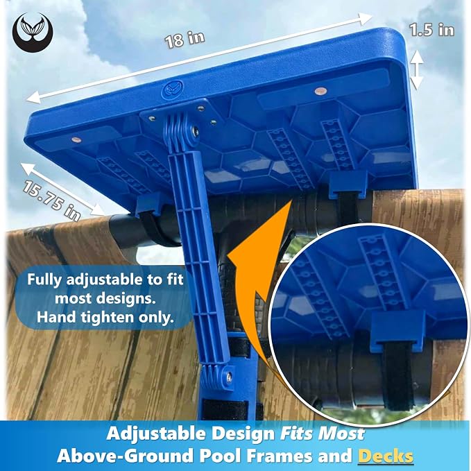 Adjustable Swimming Pool Table Serving Tray - Swim Pool Deck Patio Bar 4 Beverage Drink Cup Holders 2 Cell Phone Outdoor Portable Side UV Weather Resistant Above Ground Fountain