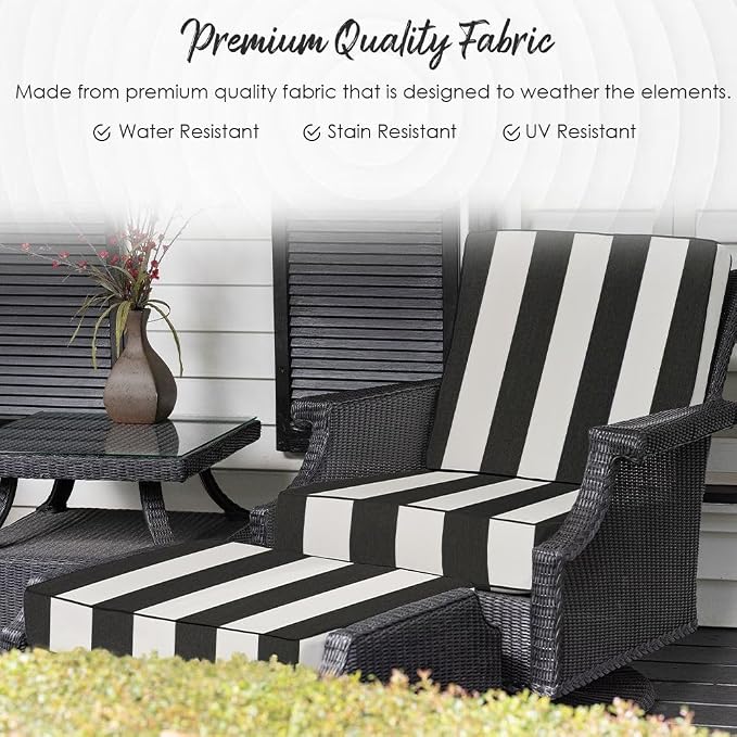 RSH DECOR Sunbrella Deep Seating Cushion with Pillow Back, 25”x25” Seat, Water & Fade-Resistant Performance Fabric, Outdoor Chair Cushion Set for Patio Furniture, Canvas Antique Beige - Made in USA