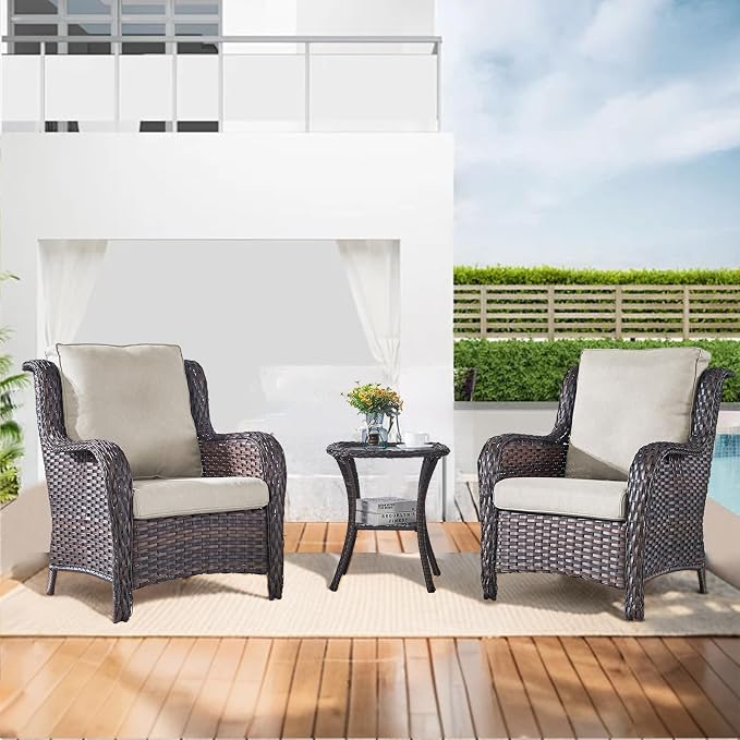 Luxury 22*24*4in Outdoor Patio Cushions, 2 Pieces Beige Outdoor Cushion | Water-Resistant, Reversible, Removable Cover, Stain-Resistant, for Patio Chairs Sofa Couch Loveseat