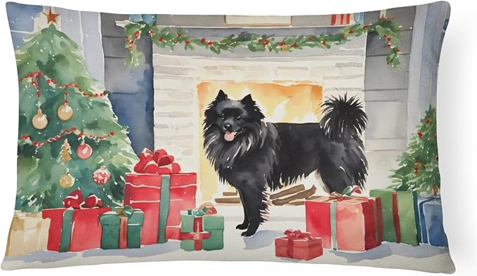 Caroline's Treasures DAC2664PW1216 German Spitz Cozy Christmas Throw Pillow Machine Washable, Indoor Outdoor Decorative Pillow for Couch, Bed or Patio, 12HX16W