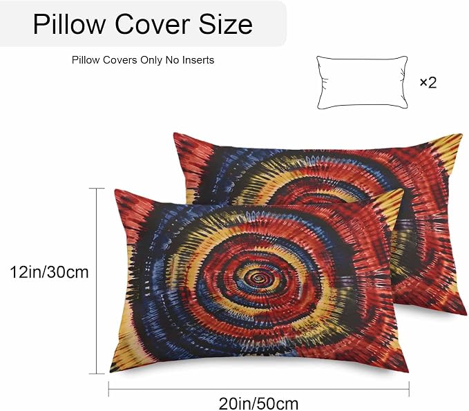 Vandarllin Outdoor Throw Pillows Covers 20x12 inch Set of 2 Waterproof Yellow Black Tie-Dye Art Decorative Zippered Cushion Covers for Patio Furniture, Abstract Boho Tribe Lumbar Pillowcases