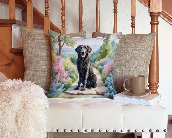 Caroline's Treasures Curly-Coated Retriever Spring Path Throw Pillow (Pack of 2)