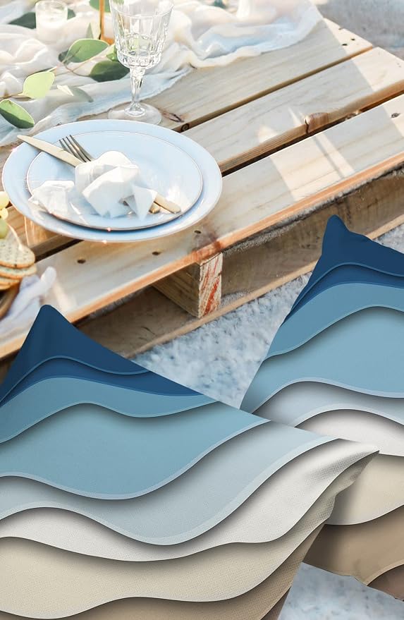 Outdoor Pillows 24x24 Waterproof Outdoor Pillow Covers, Ombre Stripes Blue Brown Polyester Throw Pillow Covers Garden Cushion Decorative Case for Patio Couch Decoration Set of 2, Abstract Striped