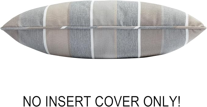 FUNHOME Waterproof Outdoor Lumbar Pillow Covers Set of 2,Home Decor for Garden Patio Furniture,Couch,Sofa 12"x20" Inch Decorative Pillows Cover Only,NO Insert(Gray Stripe)