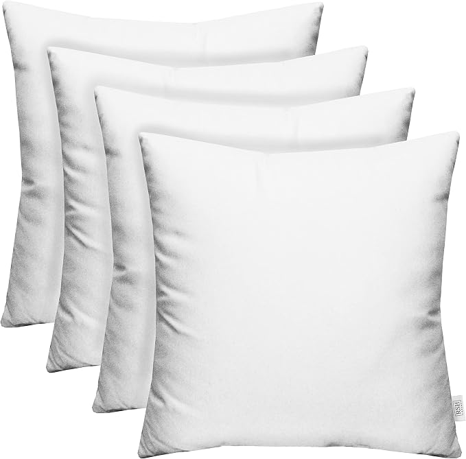 RSH DECOR: Sunbrella Square Throw Pillows Set of 4 | 24" x 24" | Water and Fade-Resistant Performance Fabric | Outdoor Pillow Covers with Down-Alternative Inserts | Canvas White
