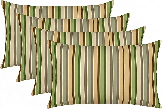 RSH DECOR: Designer Select Sunbrella Lumbar Throw Pillows Set of 4 | 20" x 12" | Water and Fade-Resistant Performance Fabric | Indoor Outdoor Accent Pillows | Made in USA (Samuel Meadows)