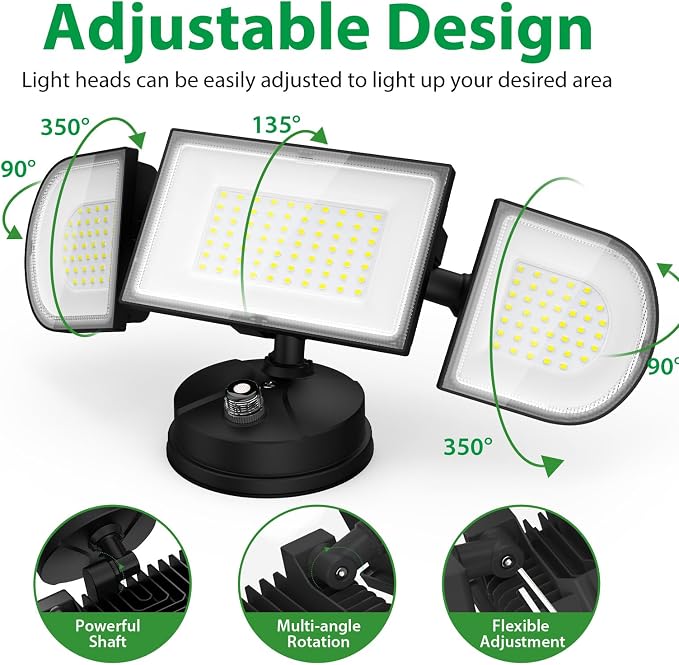 iMaihom 180W Dusk to Dawn Flood Lights Outdoor, 18000LM 6500K Super Bright LED Security Lights, IP65 Waterproof Exterior Light with Photocell, Hardwired Outdoor Lighting for Yard, Garden, Garage Black