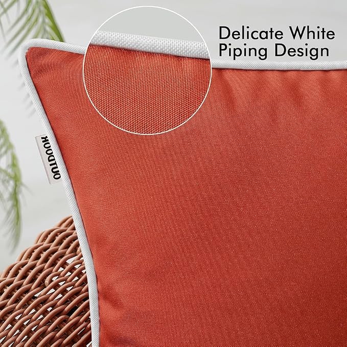 MIULEE Outdoor Waterproof Pillow Covers 12x20 Rust Pack of 2 | Decorative Farmhouse Throw Pillow Covers with Piping,Square Solid Color,Patio Furniture,Summer Couch Tent Sofa Living Room