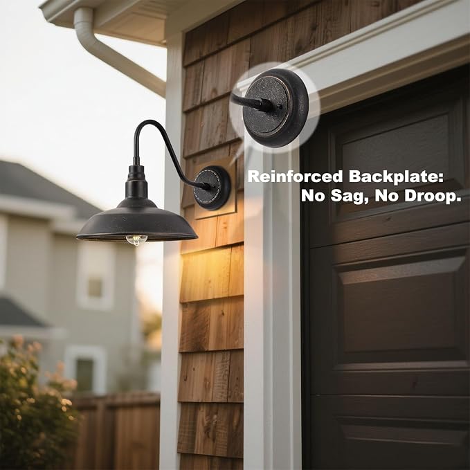 14in Outdoor Gooseneck Barn Light for Farmhouse, Bronze Exterior Wall Light Fixture for Porch, Large Outside Farmhouse Wall Sconce for Garage Patio Doorway House